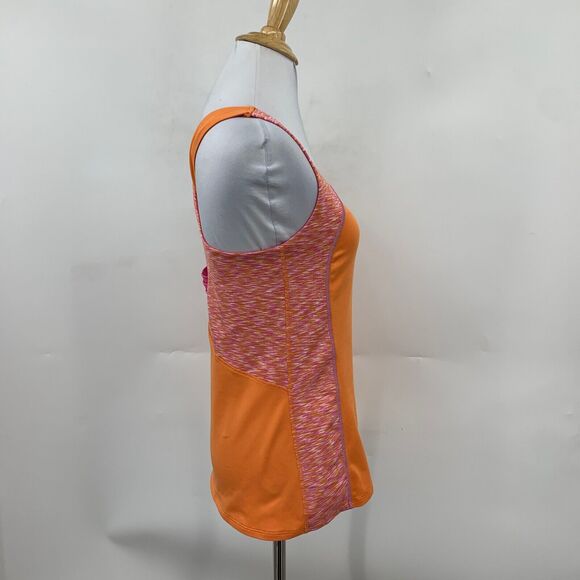 Lucy Tank Women M Medium Orange Pink Spacedye Colorblock Cross Strap Semi Padded - Picture 4 of 13